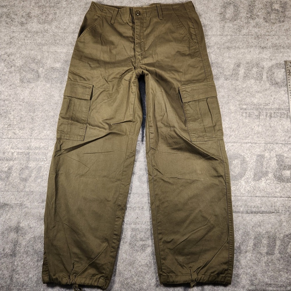 Levi Women's high-Rise 94 Baggy olive green cargo canvas pants 33 x 29